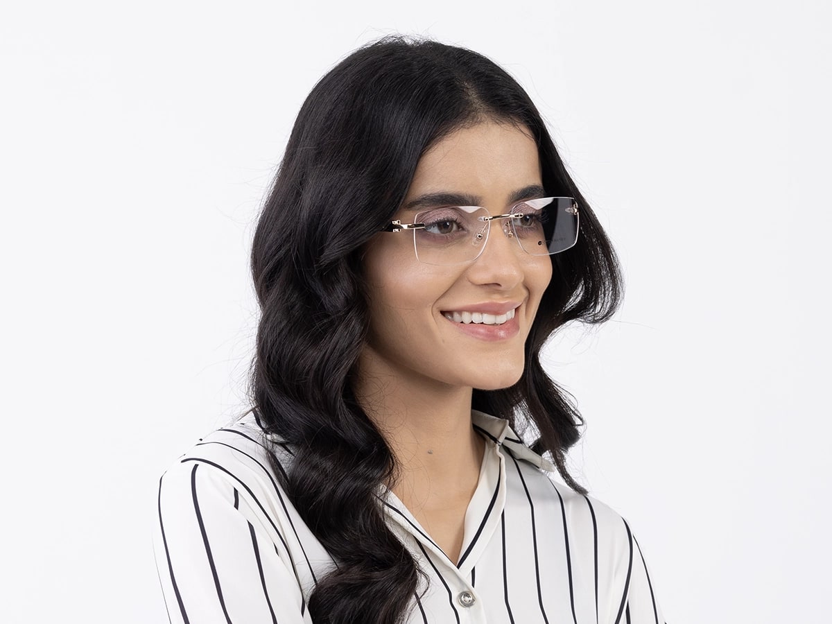 Gold Metal Rimless Glasses 53