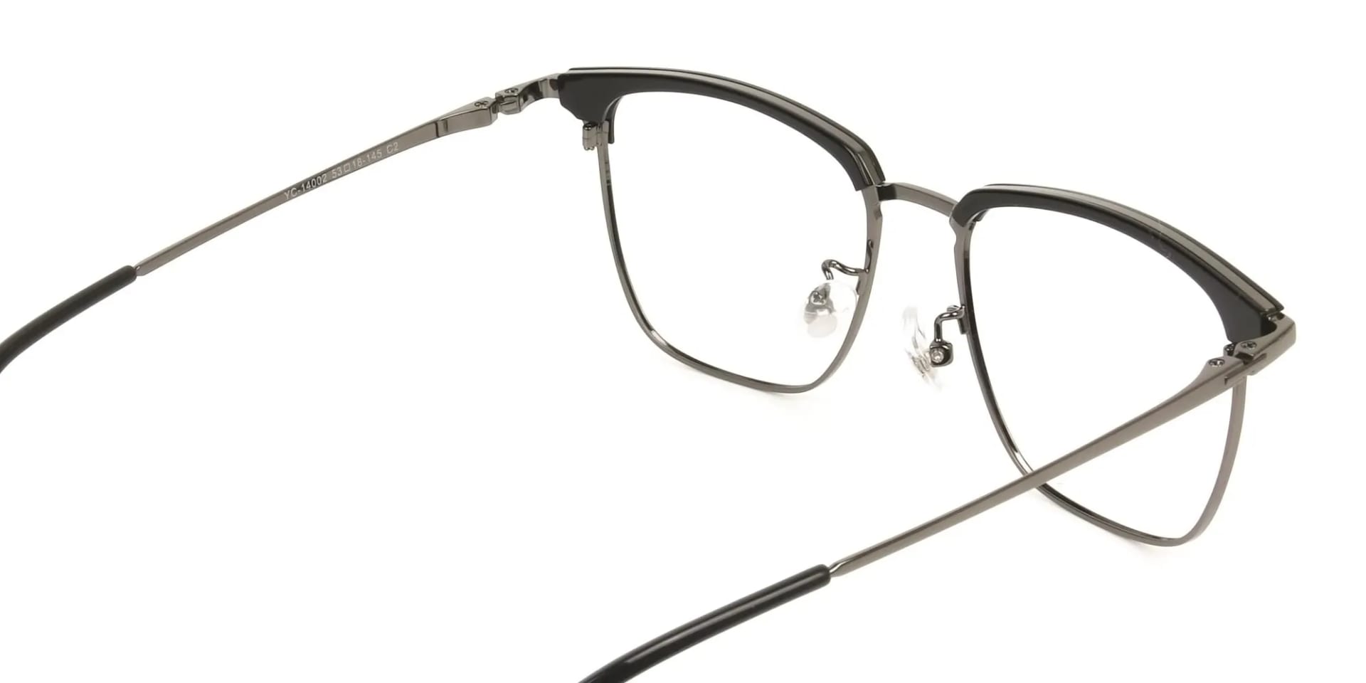 Square Black & Gunmetal Browline Glasses - 1