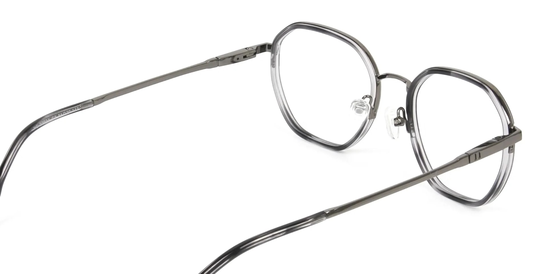 Gunmetal and Dusty Blue Geometric Glasses in Gunmetal - 2