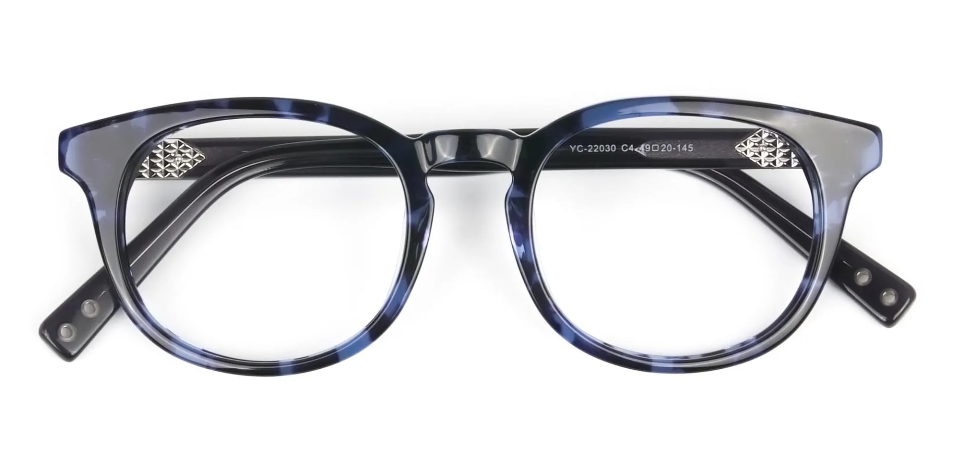 Round Ocean Blue Tortoise Handmade Acetate glasses - 2