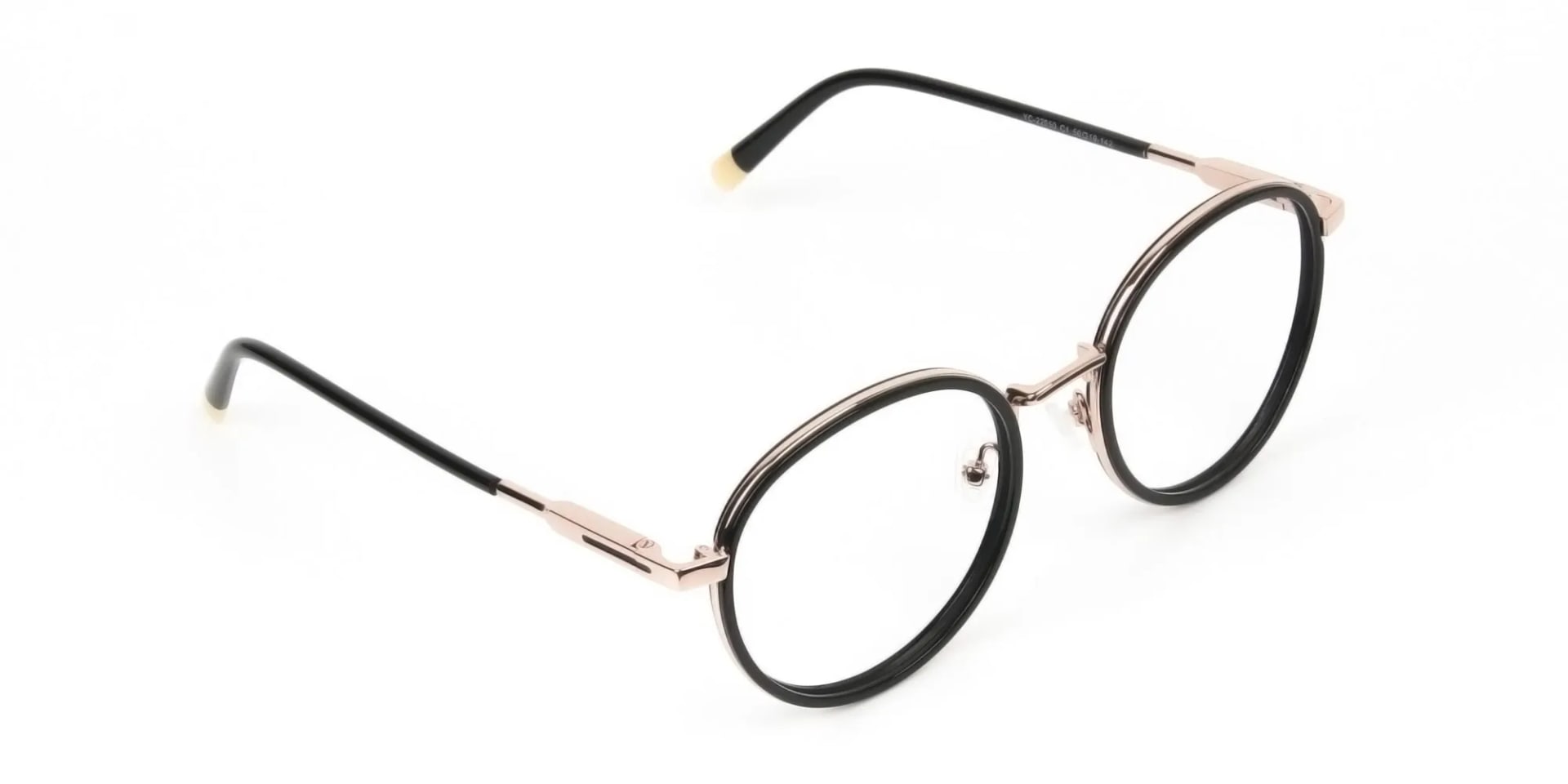 Black and Rose Gold Eyeglasses in Round -2