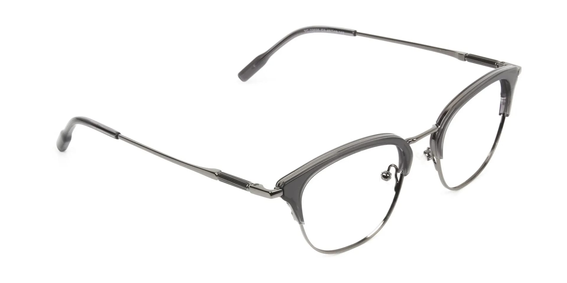 Square & Browline Gunmetal Silver Grey Translucent glasses - 2