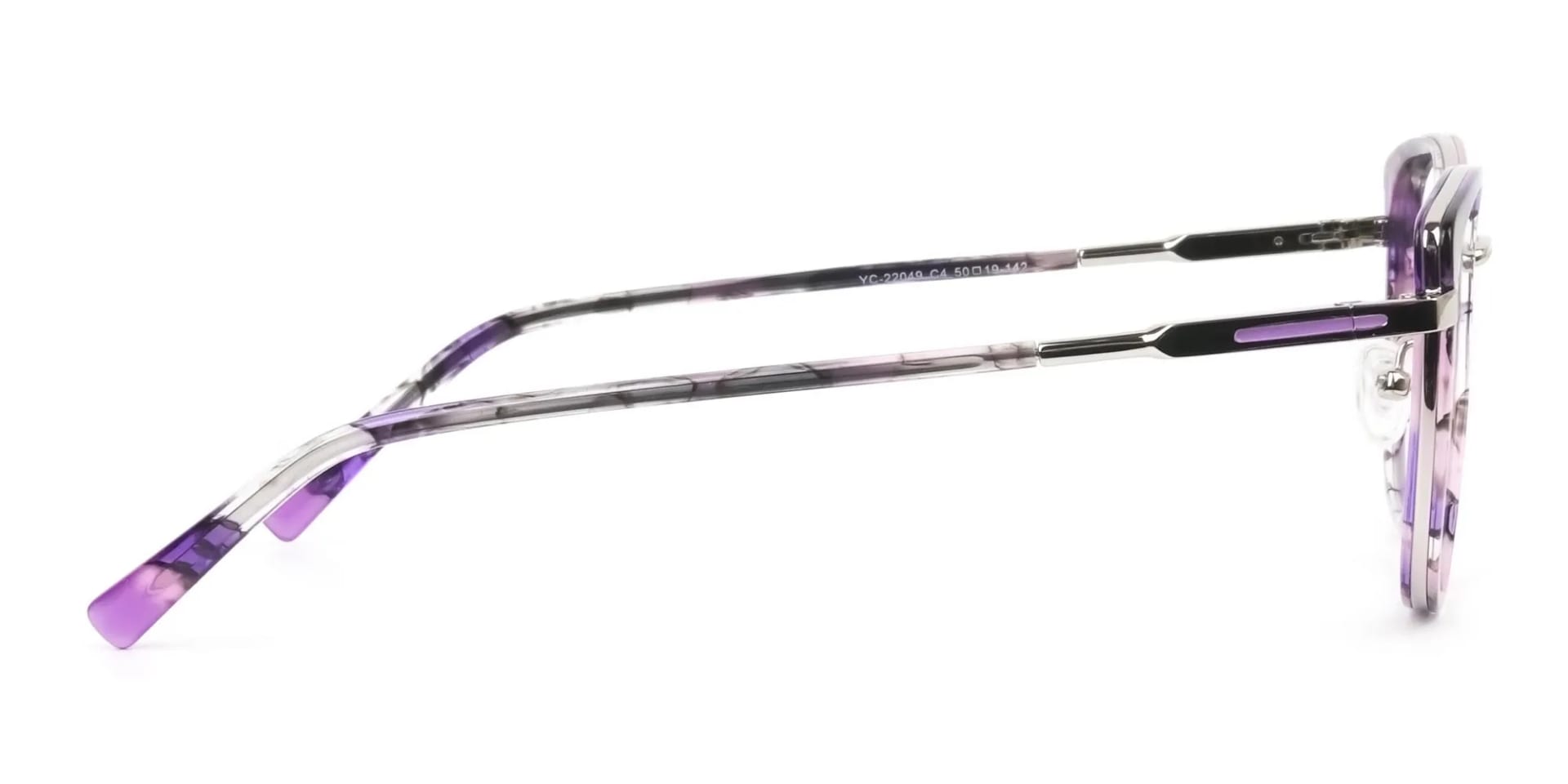 Purple Tortoise Cat-Eye Round Glasses - 3