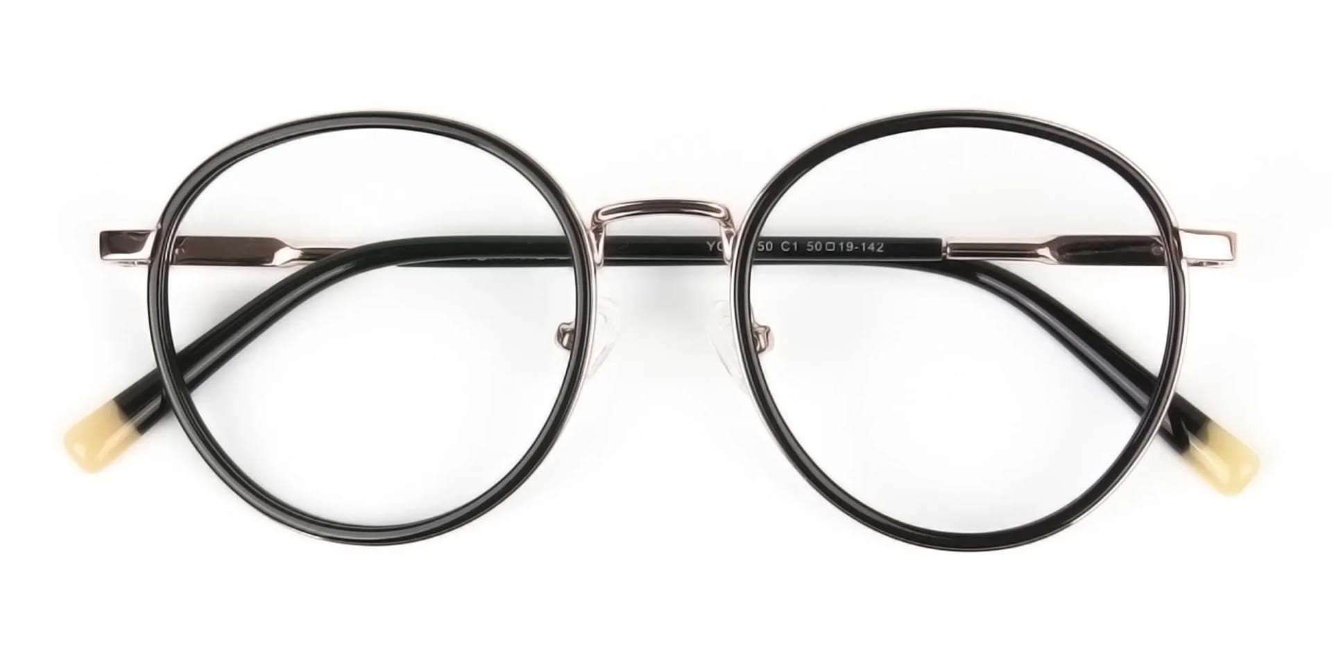 Black and Rose Gold Eyeglasses in Round -2