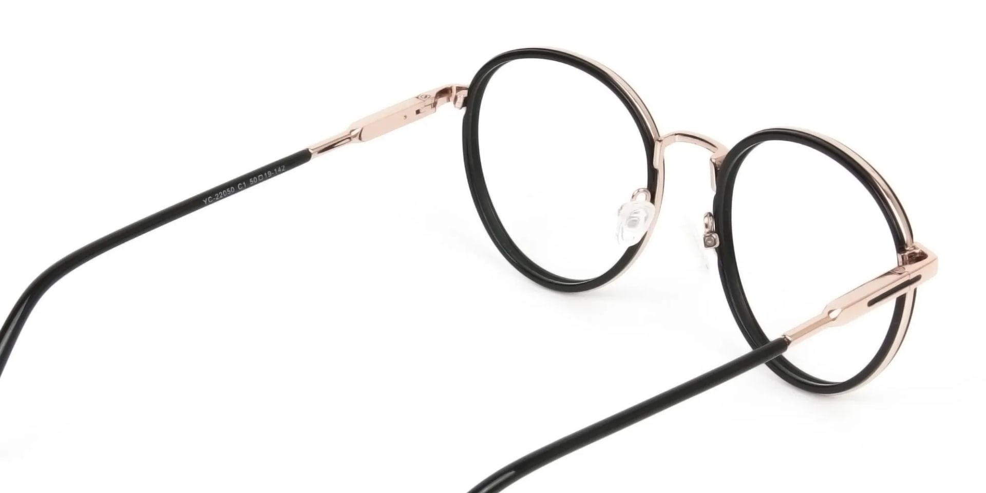 Black and Rose Gold Eyeglasses in Round -2