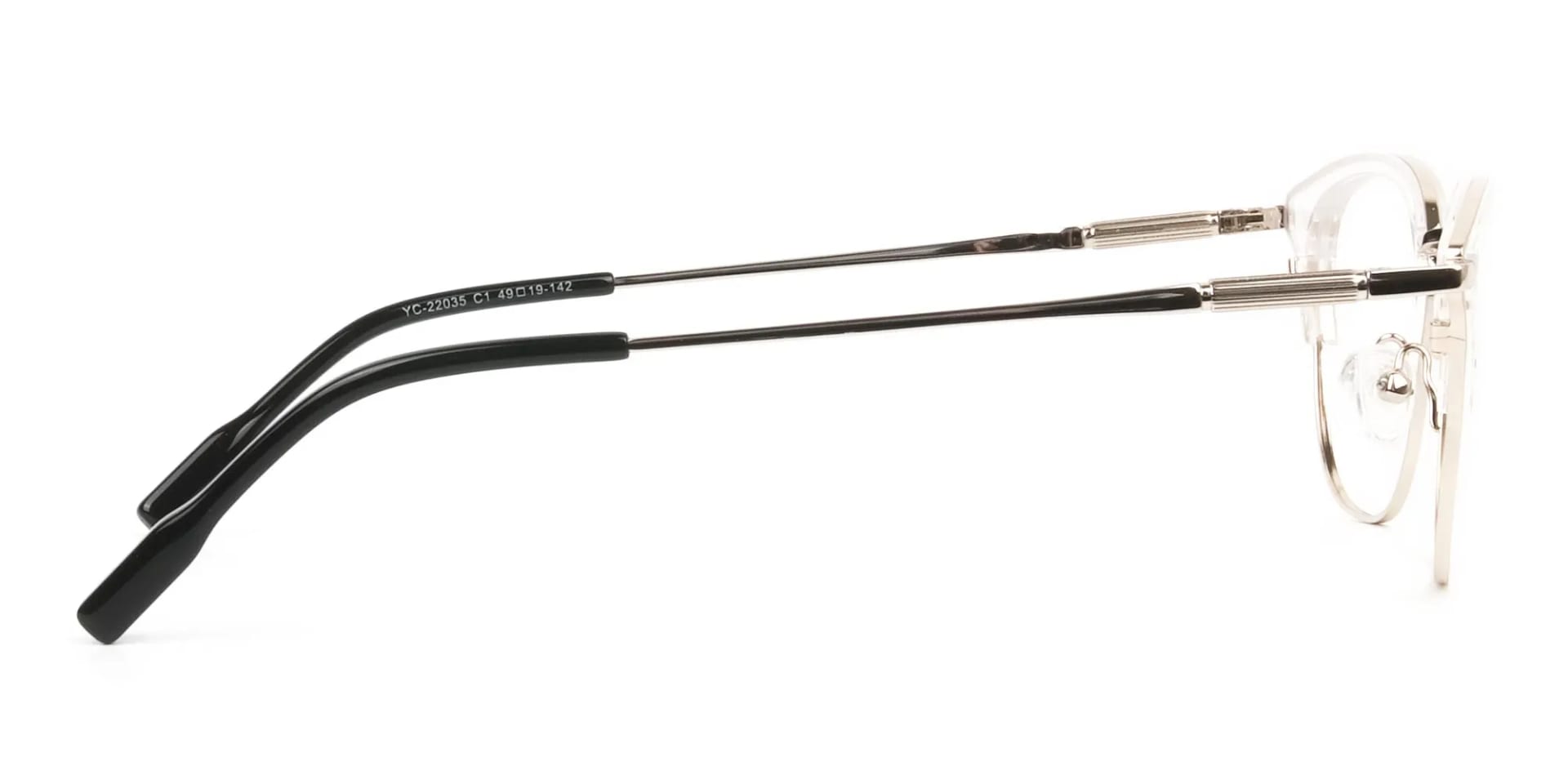 Square & Browline Crystal Clear & Champagne Gold Eyeglasses  - 2