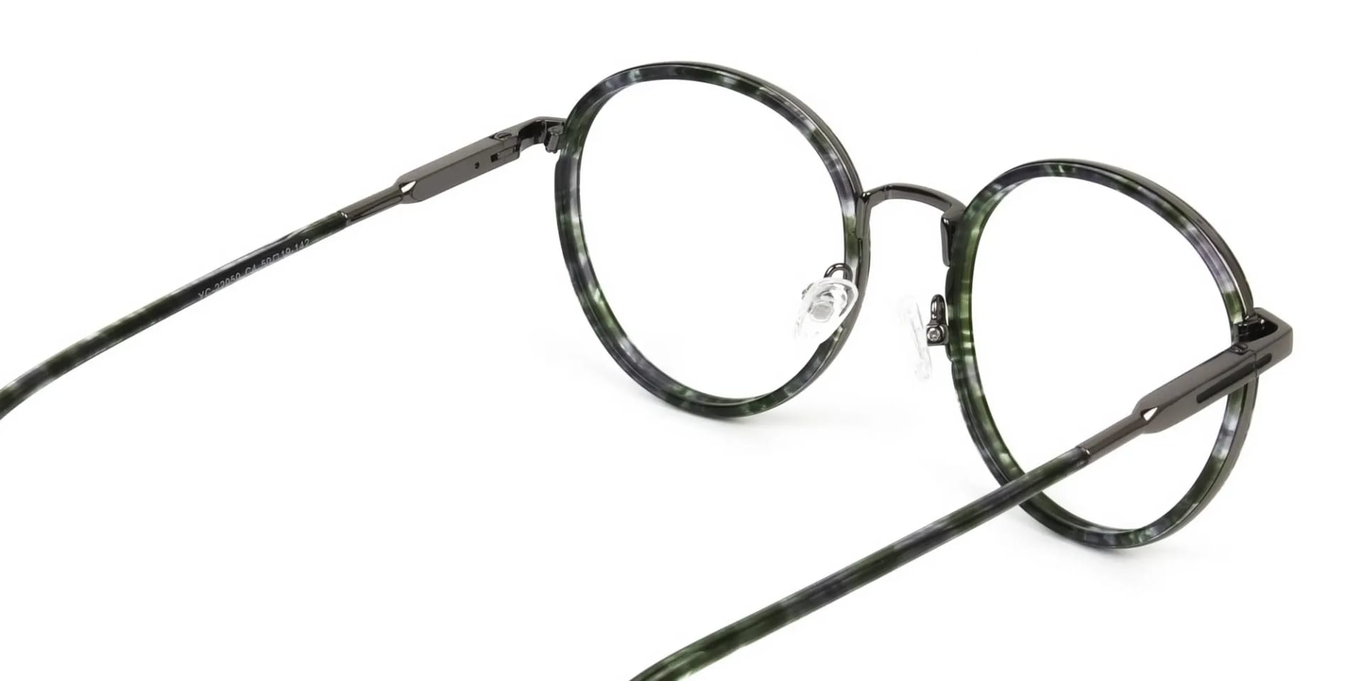 Hunter Green Tortoise Gumetal Glasses in Round - 2