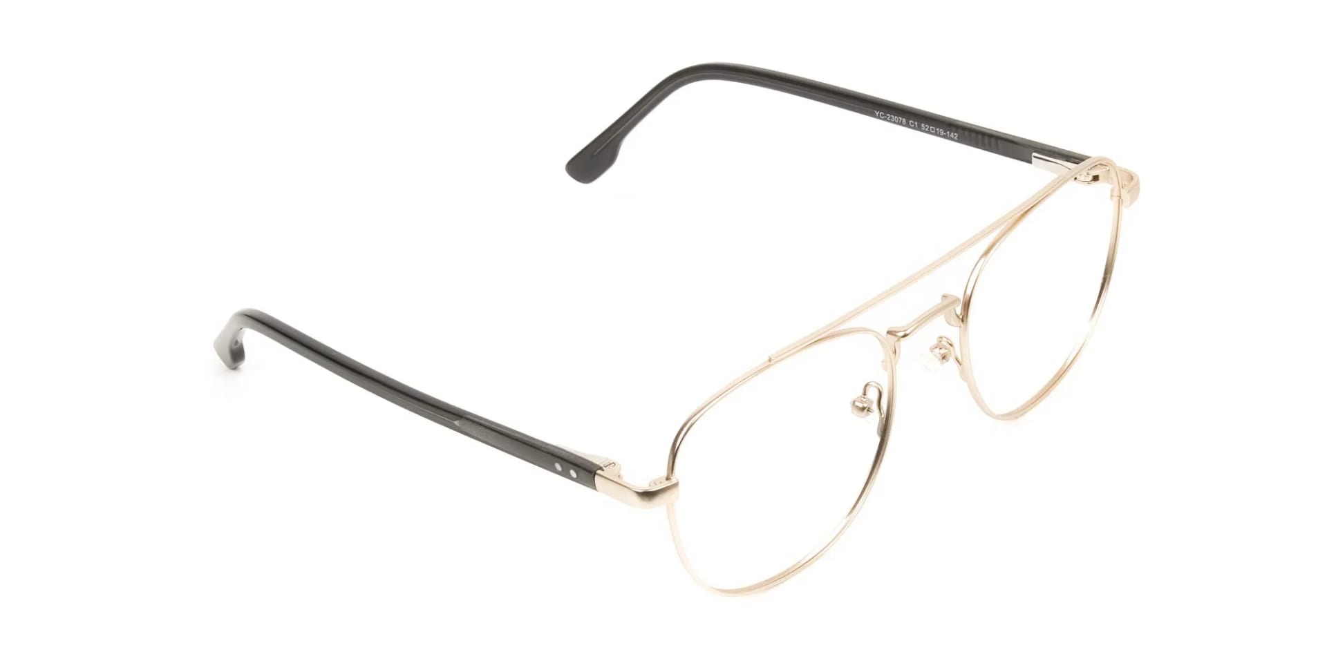 Black and Gold Square Pilot Glasses in Metal - 2