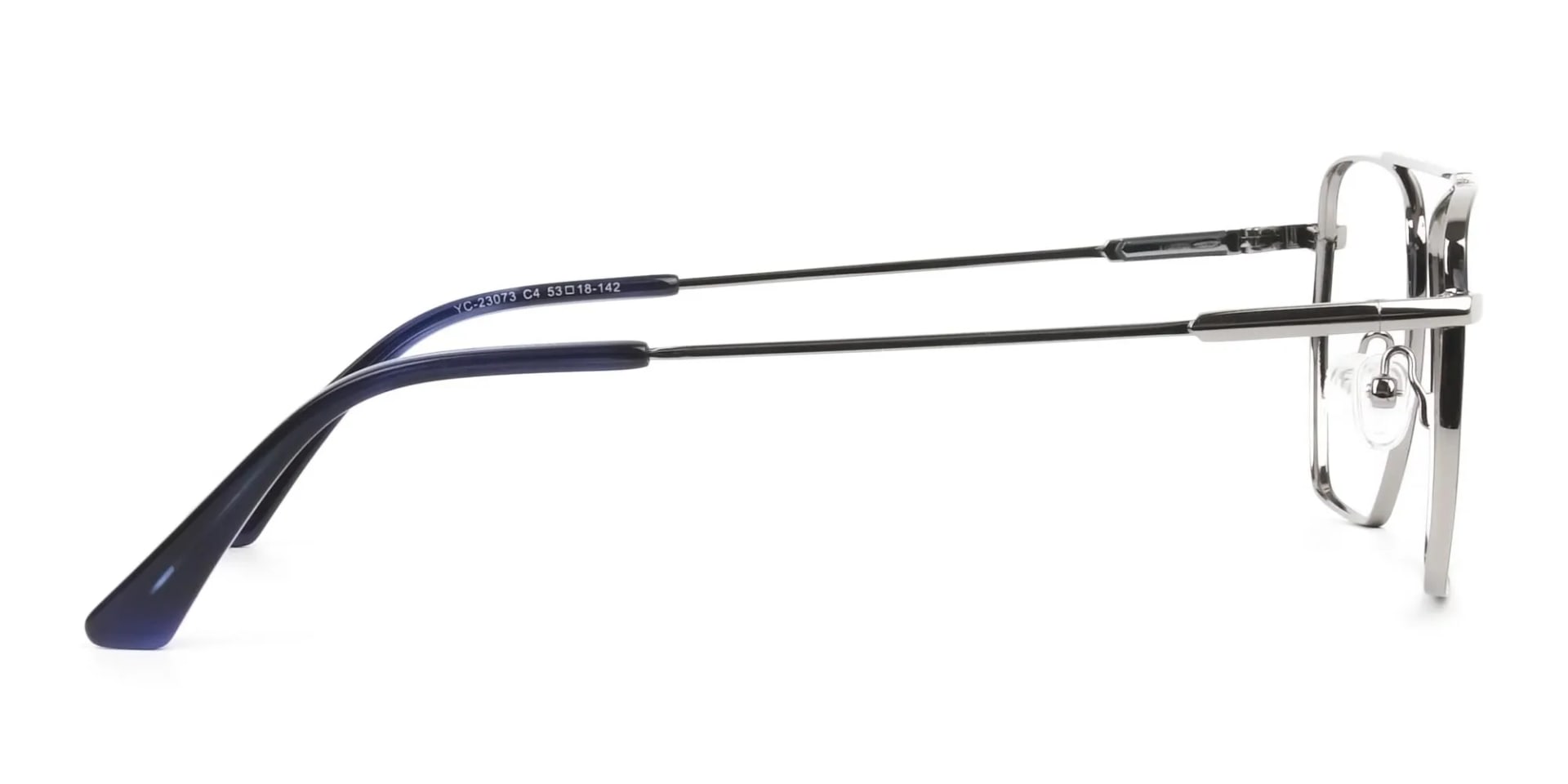 Silver and Royal Blue Wire Frame Glasses Men Women - 2 