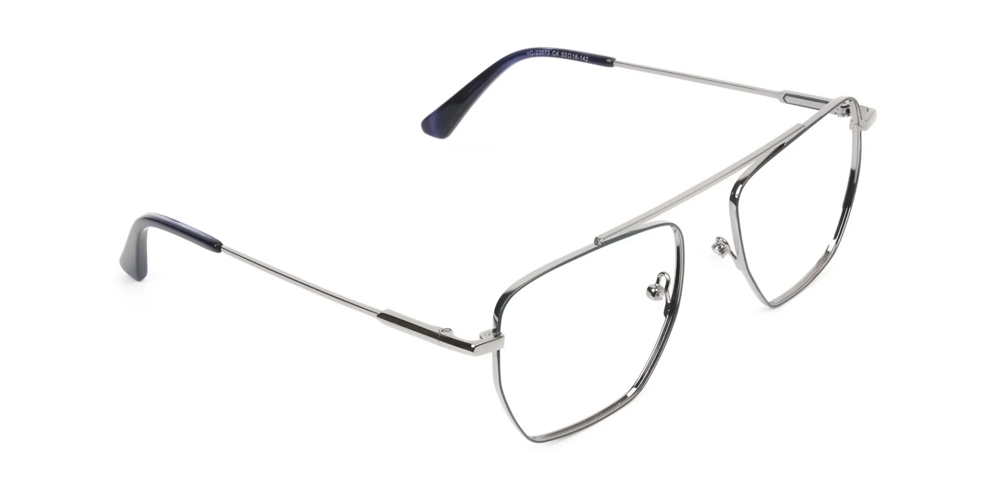 Silver and Royal Blue Wire Frame Glasses Men Women - 2 