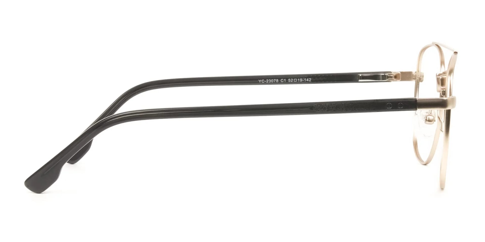 Black and Gold Square Pilot Glasses in Metal - 2