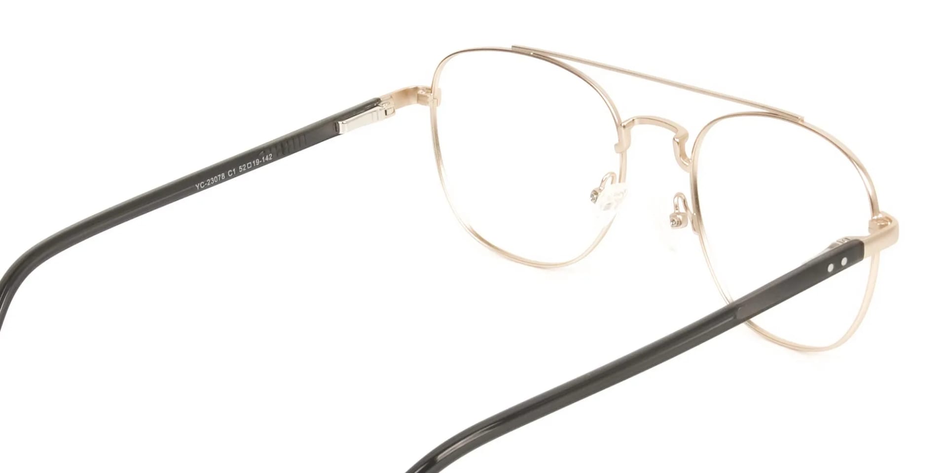 Black and Gold Square Pilot Glasses in Metal - 2