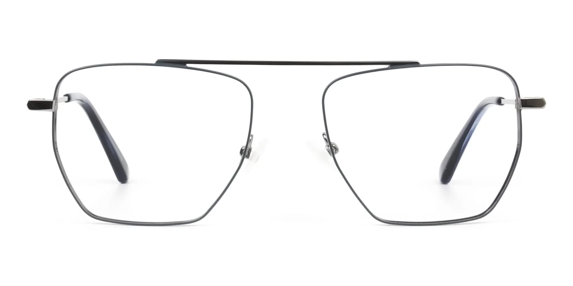 Silver and Royal Blue Wire Frame Glasses Men Women - 2 