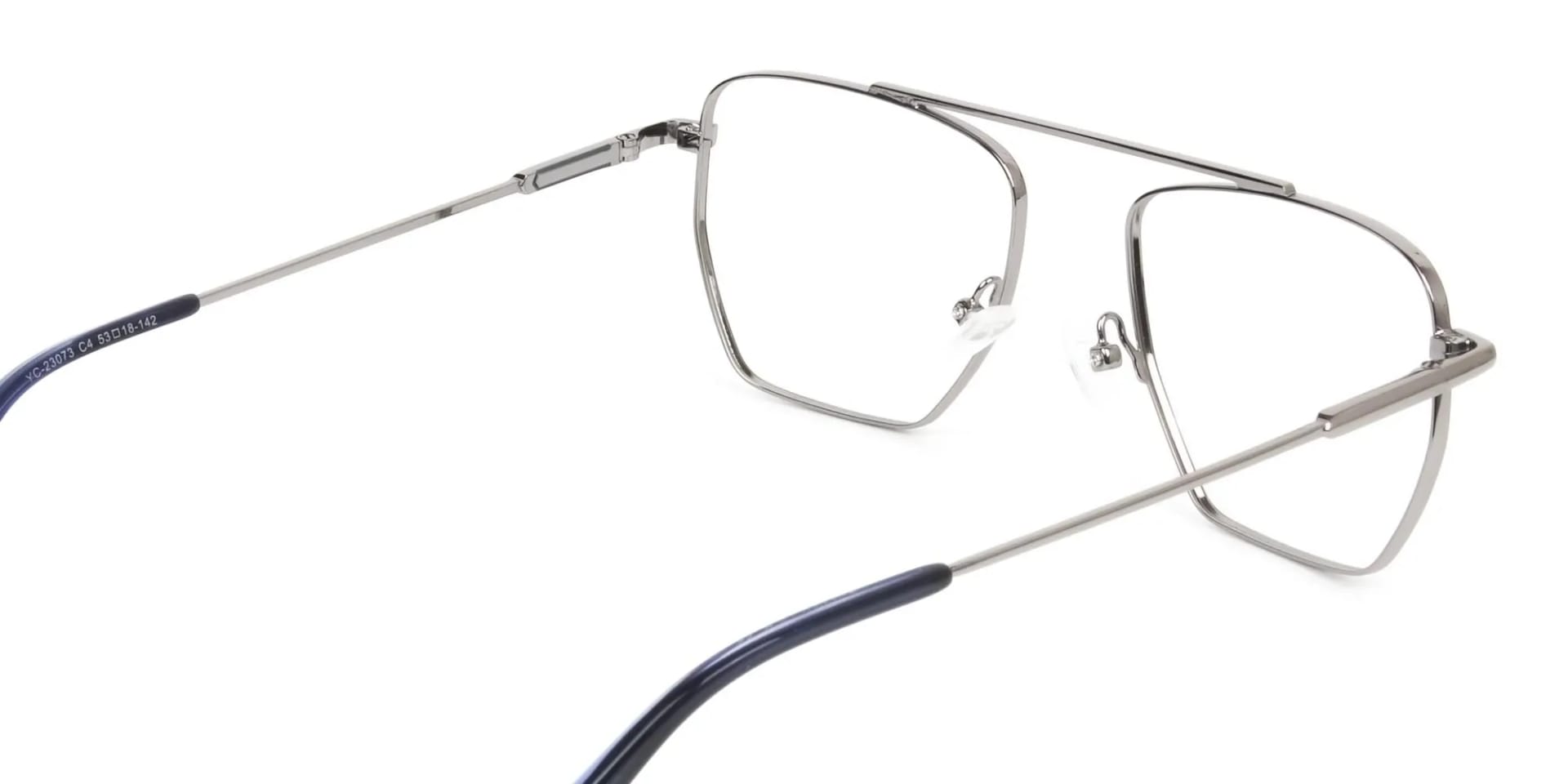 Silver and Royal Blue Wire Frame Glasses Men Women - 2 
