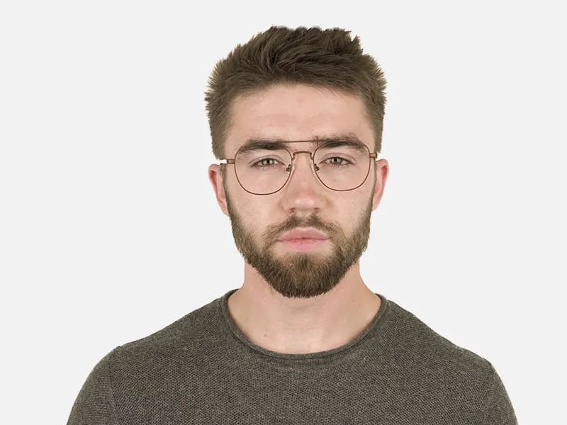 Honey Brown Pilot Square  Glasses in Metal - 2
