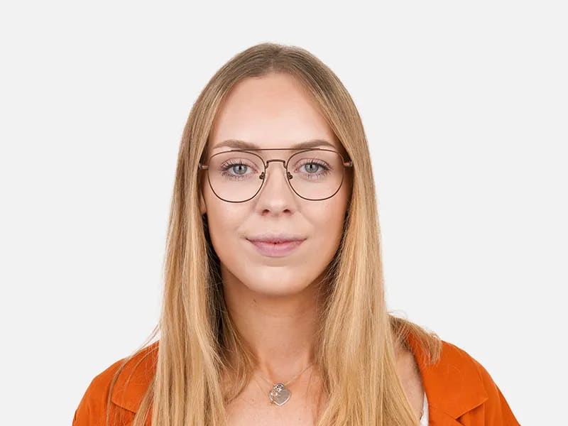 Honey Brown Pilot Square Glasses in Metal - 2