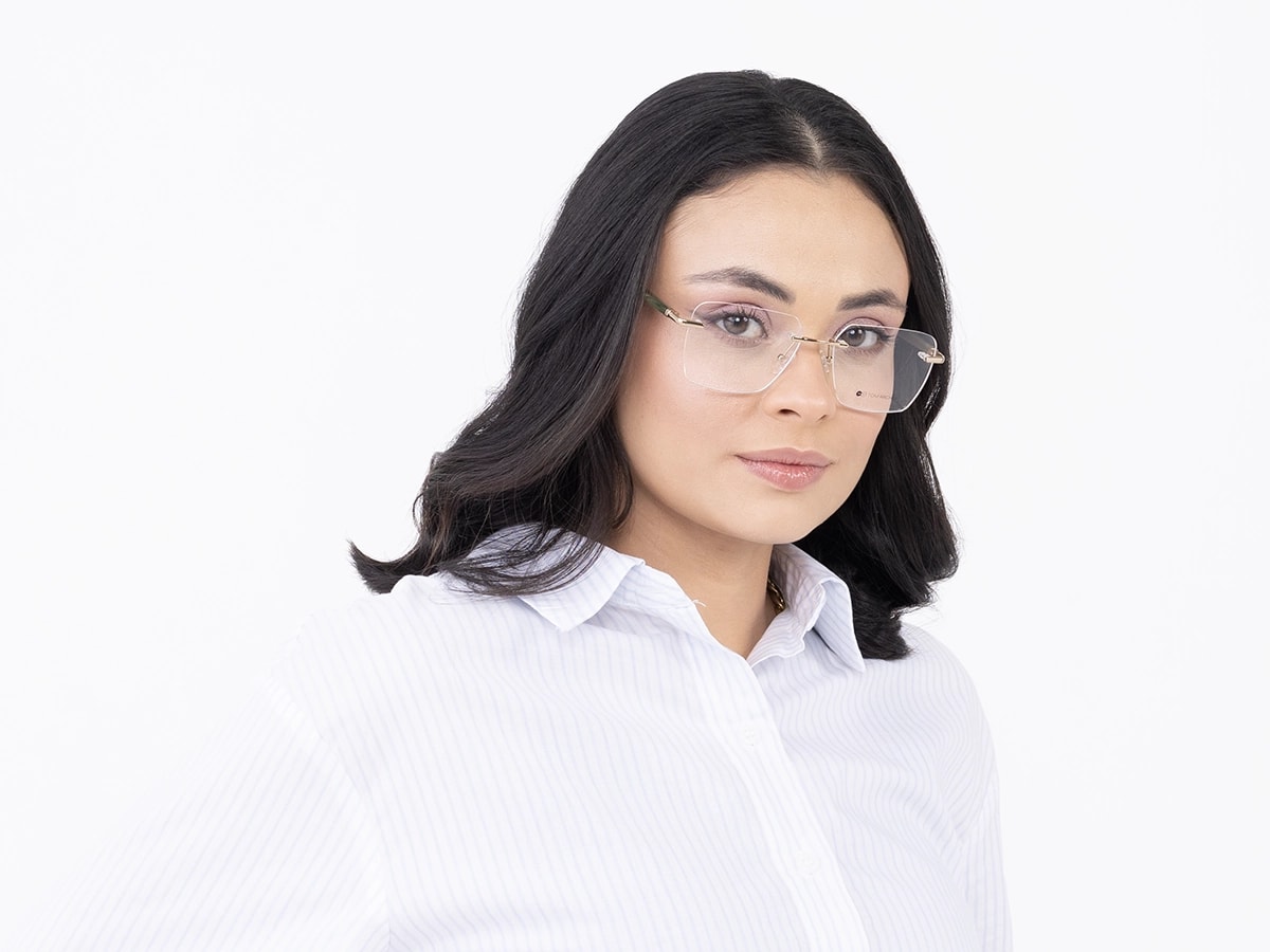  Gold Rimless Rectangle Glasses 53
