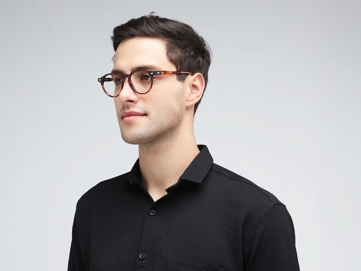 Tortoise Oval Keyhole Bridge Eyeglasses 43