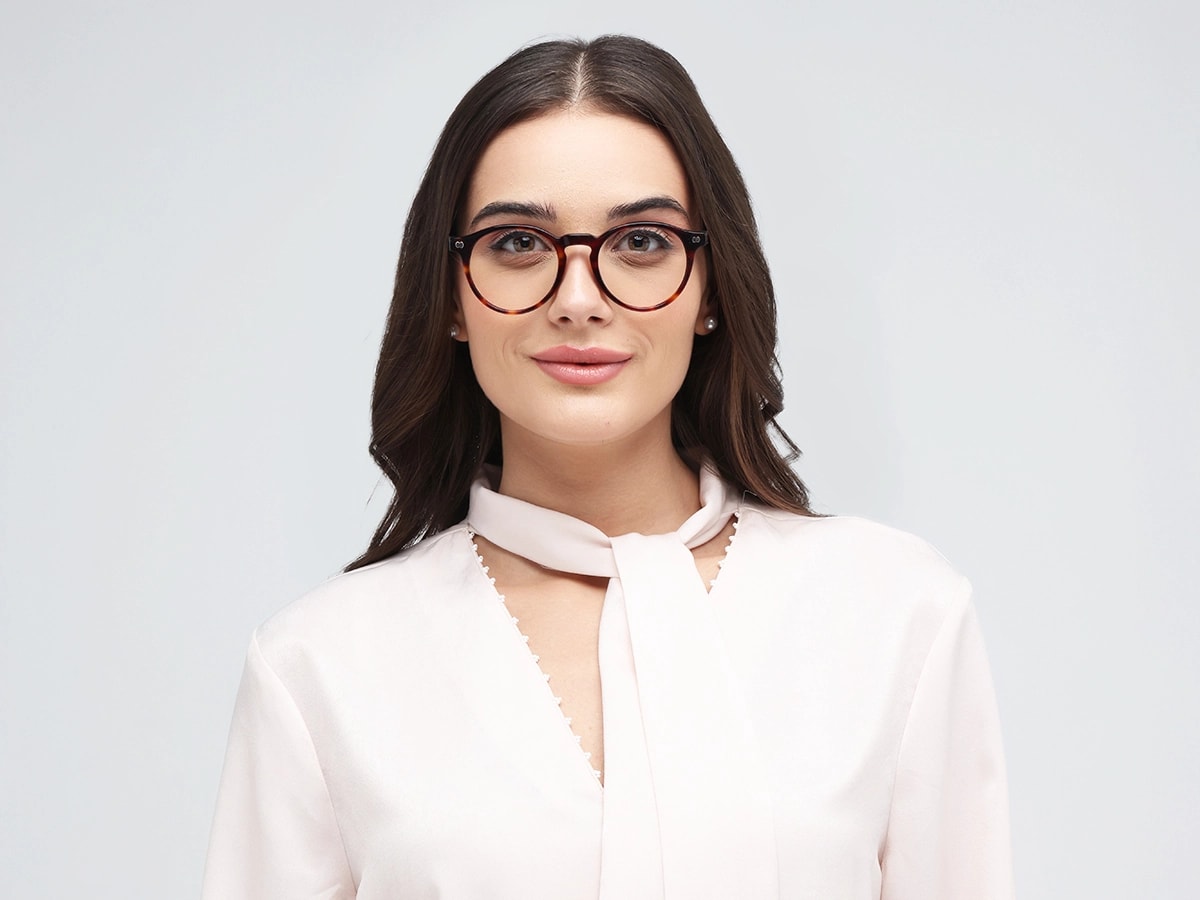 Tortoise Oval Keyhole Bridge Eyeglasses 51