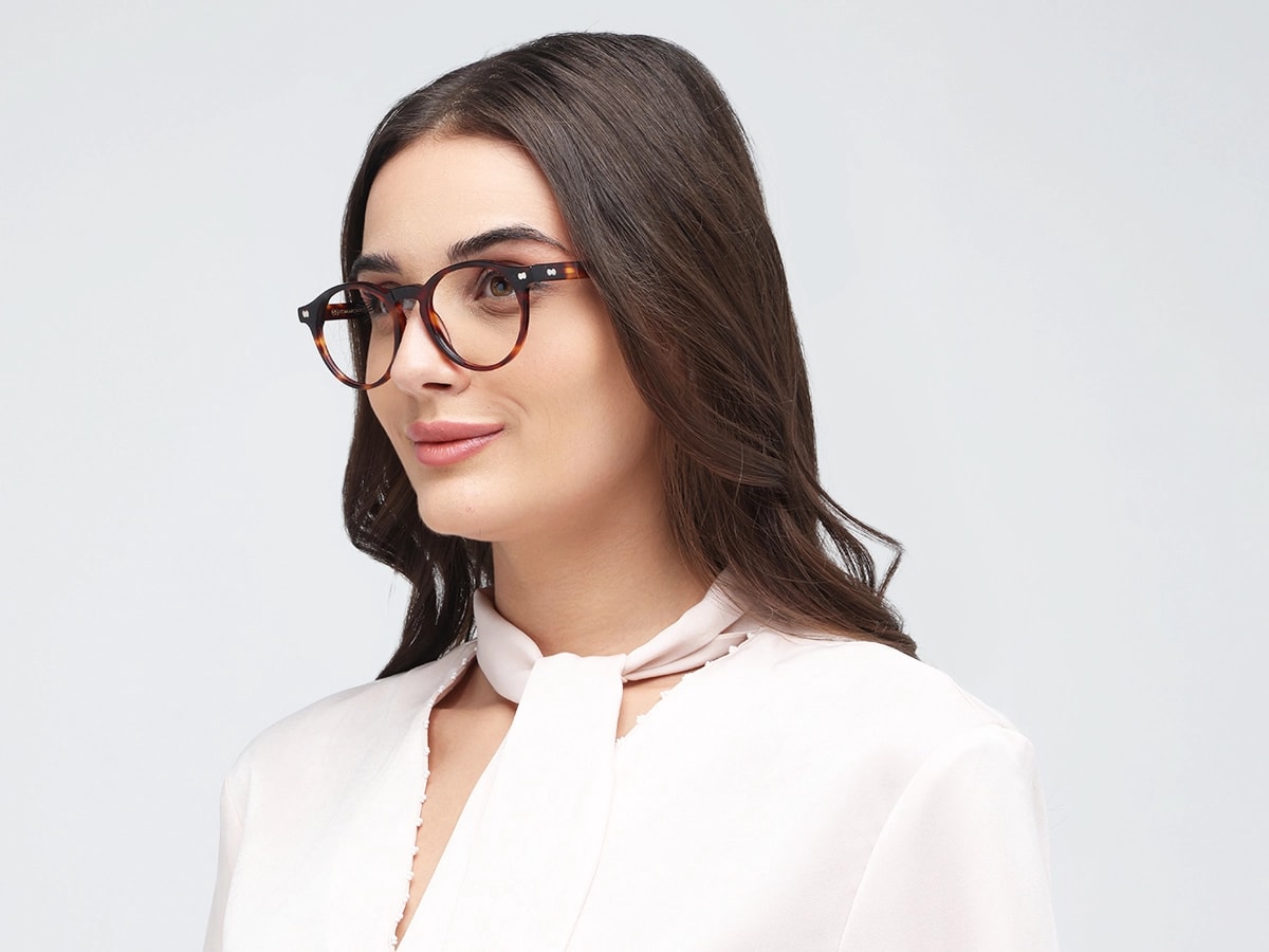 Tortoise Oval Keyhole Bridge Eyeglasses 52