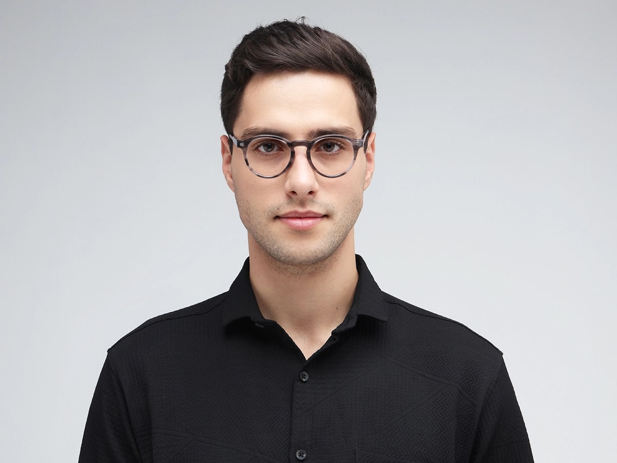 Grey Marble Oval Keyhole Bridge Eyeglasses 41