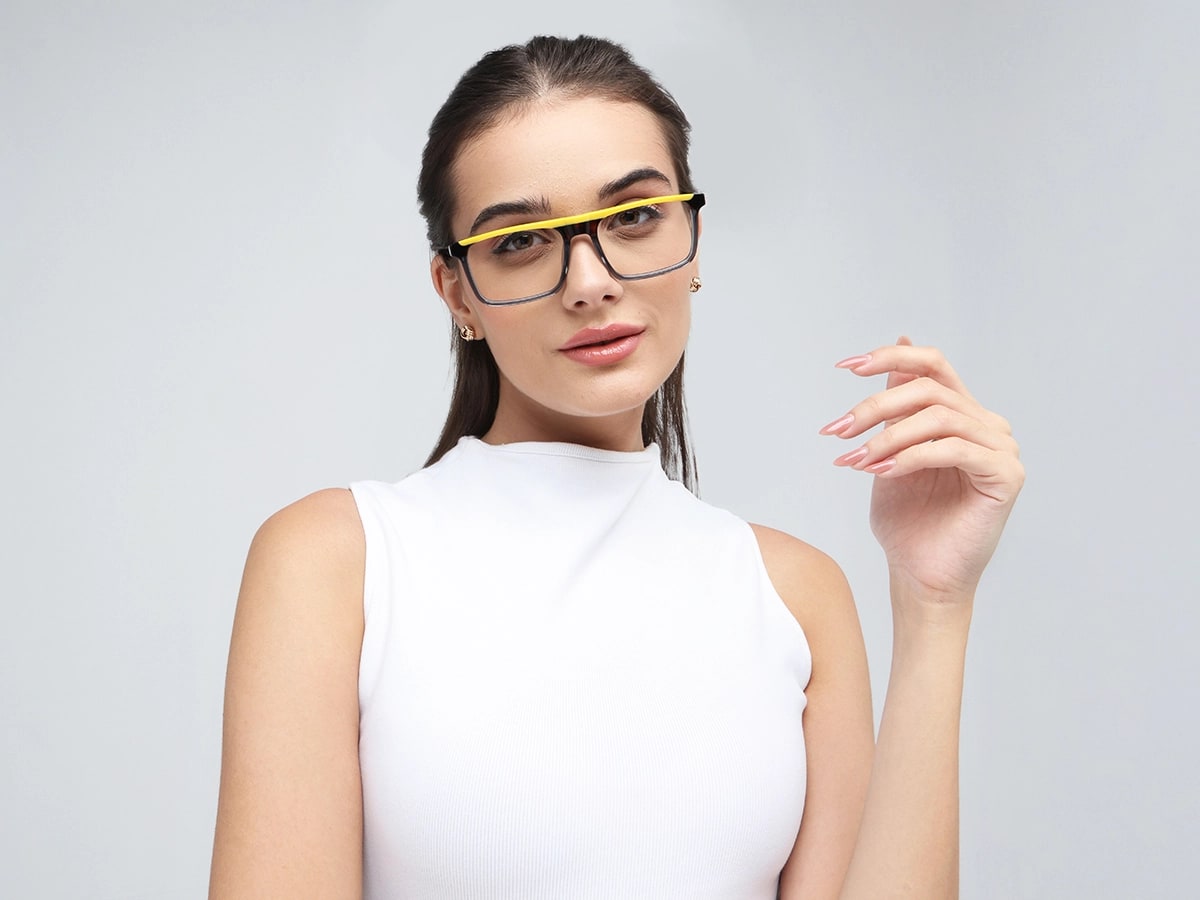 Crystal Smoke Grey Yellow Glasses 51