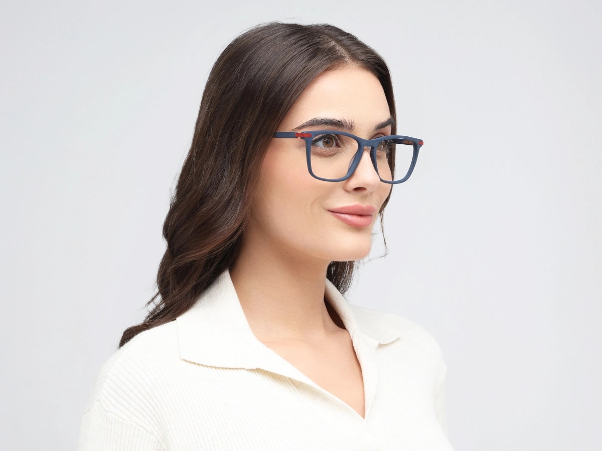 Matte Slate Grey Rectangle Glasses 53