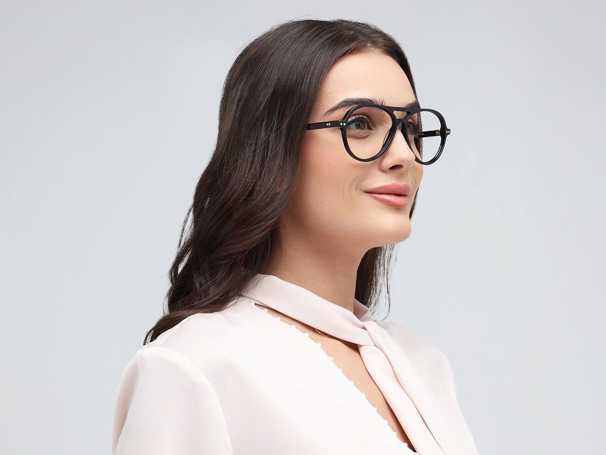 Black Pilot Double Bridge Eyeglasses-53