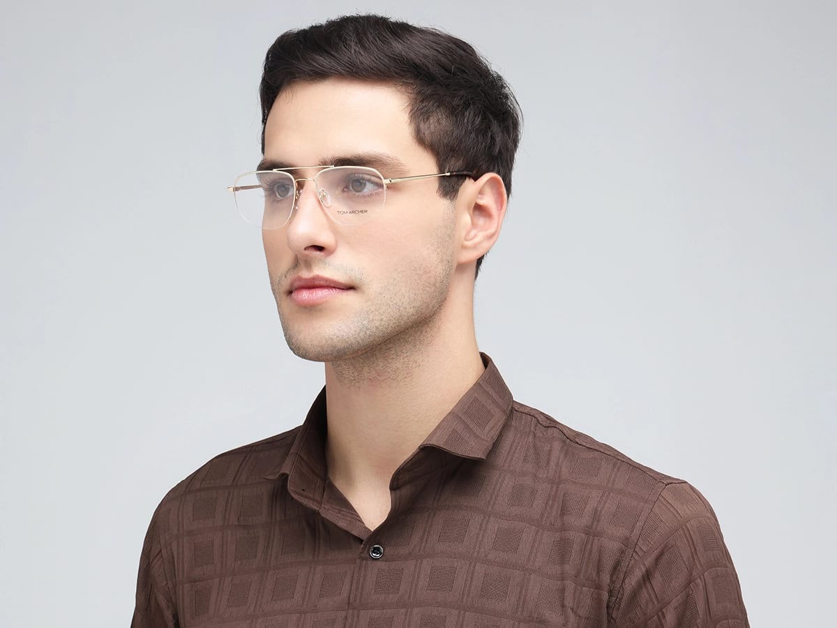 Gold Metal Square Glasses  42
