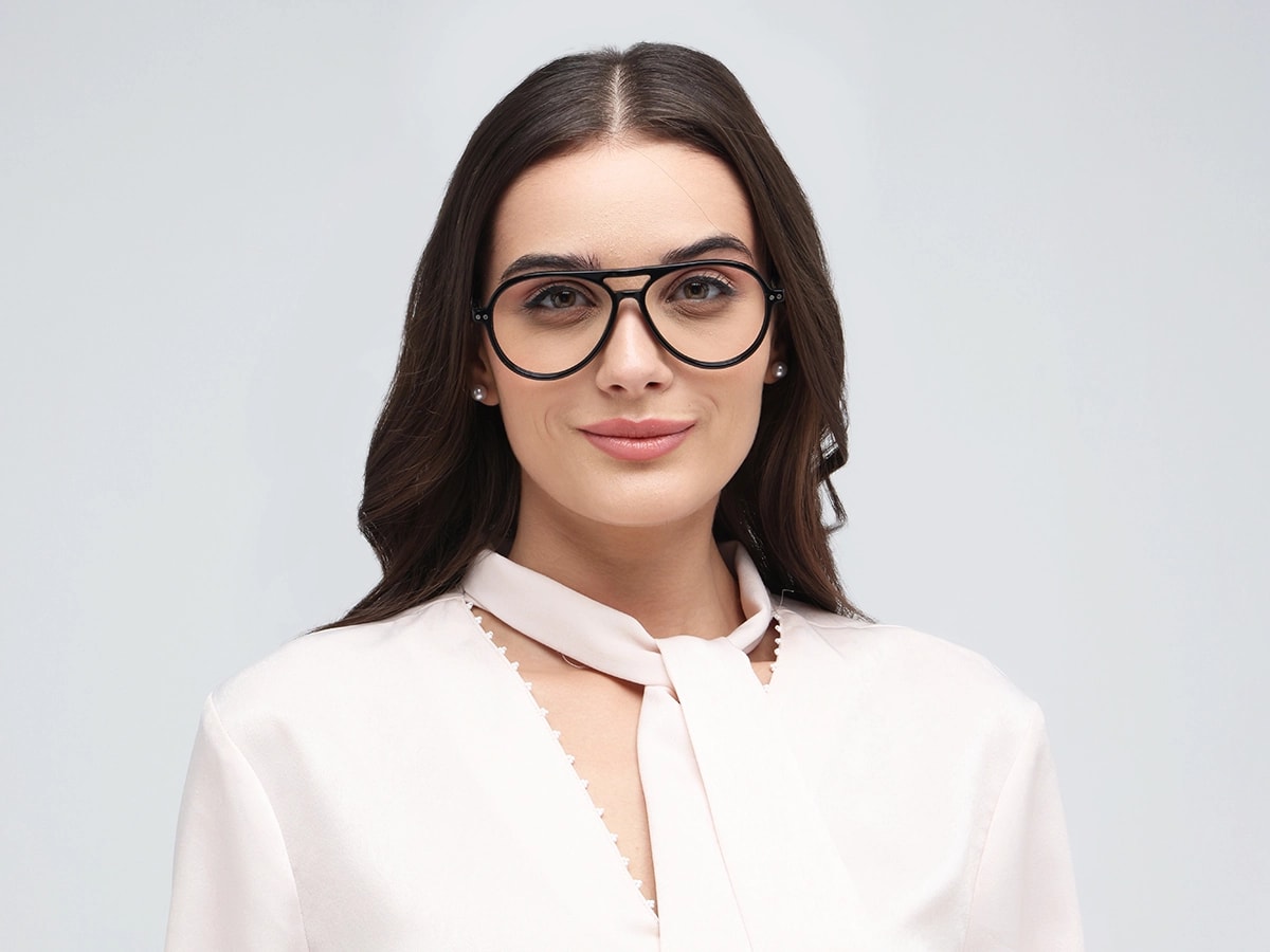 Black Pilot Double Bridge Eyeglasses-51