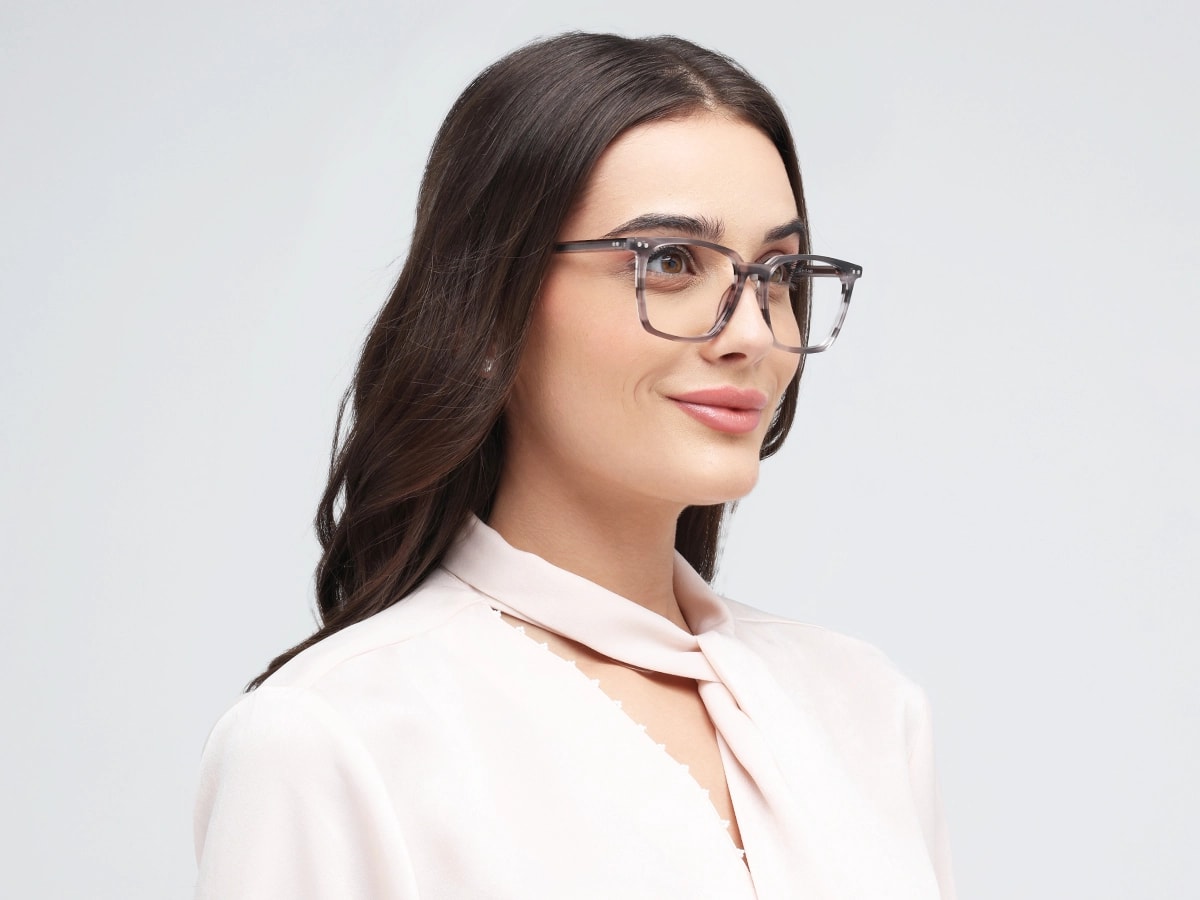 Crystal Grey Marble Square Sunglasses-52