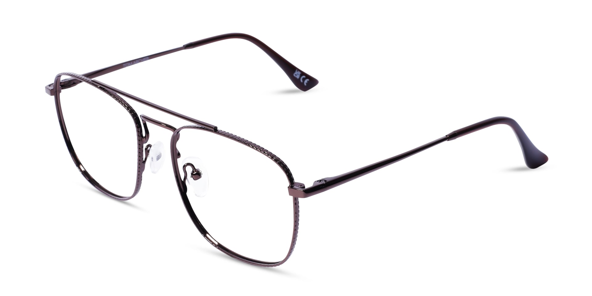 Copper Brown Double Bridge Pilot Eyeglasses 3