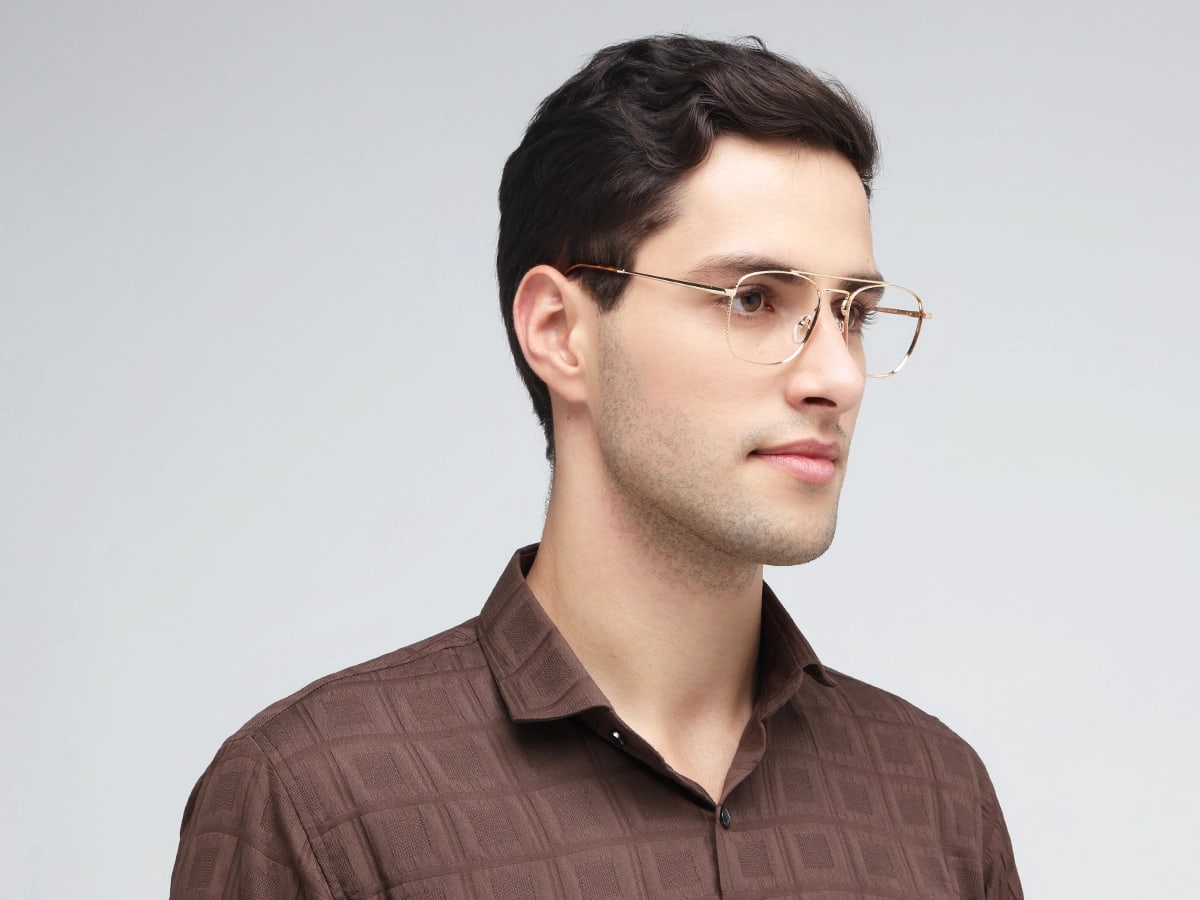 Gold Square Double Bridge Eyeglasses 43