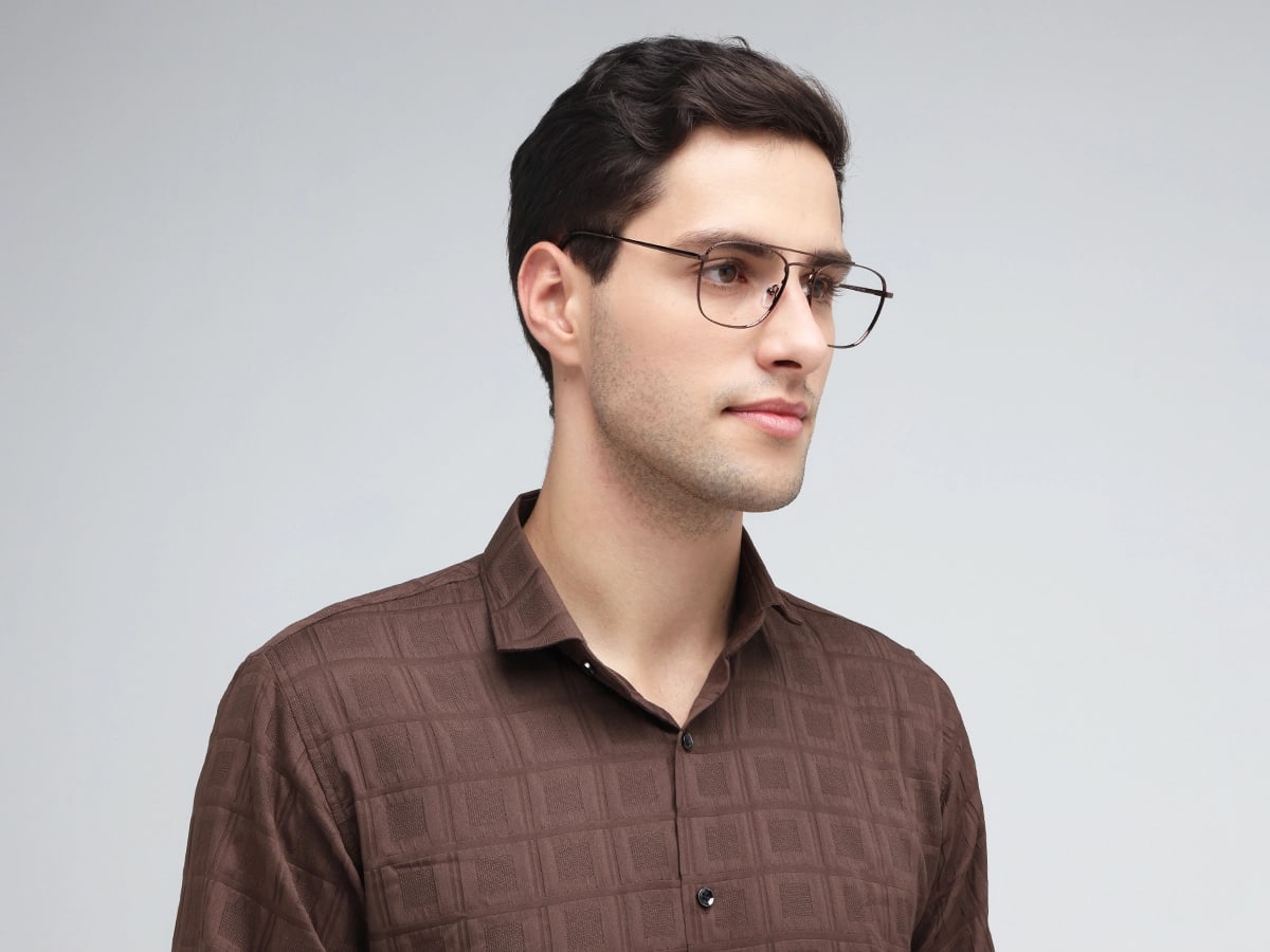 Copper Brown Double Bridge Pilot Eyeglasses 42