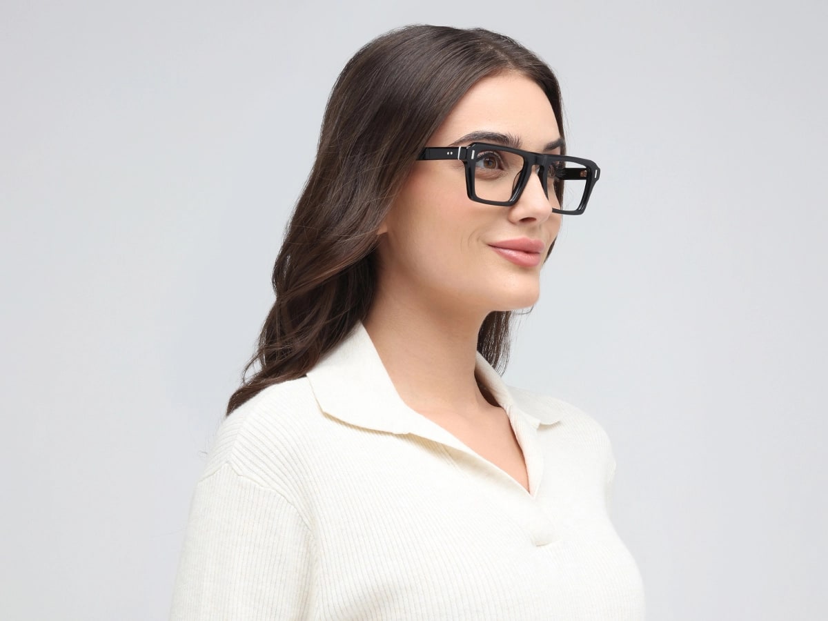 Black Rectangular Keyhole Glasses-53