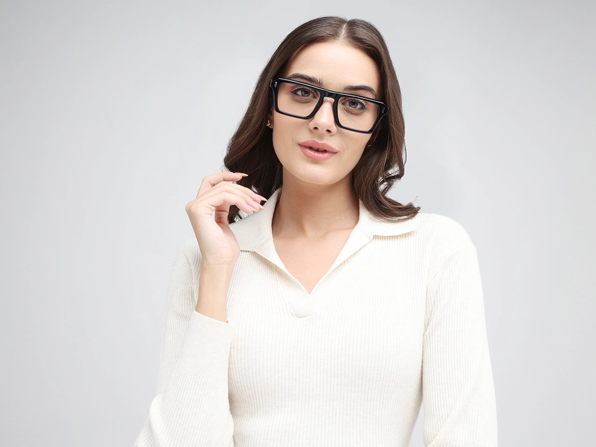 Black Rectangular Keyhole Glasses-51