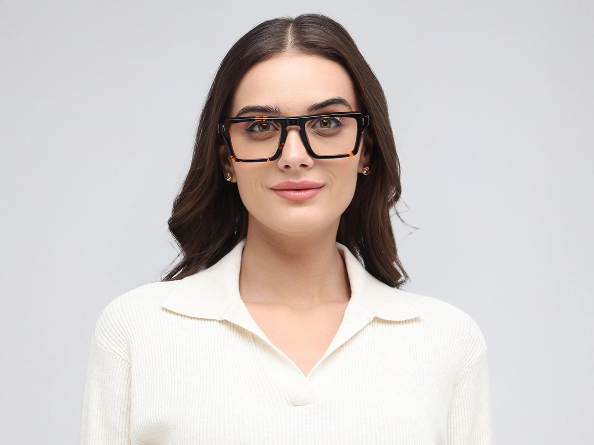 Rectangular Tortoise Shell Keyhole Glasses-51