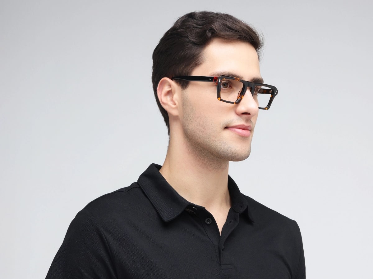 Rectangular Tortoise Shell Keyhole Glasses-42