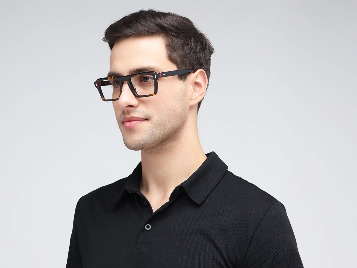 Rectangular Tortoise Shell Keyhole Glasses-43