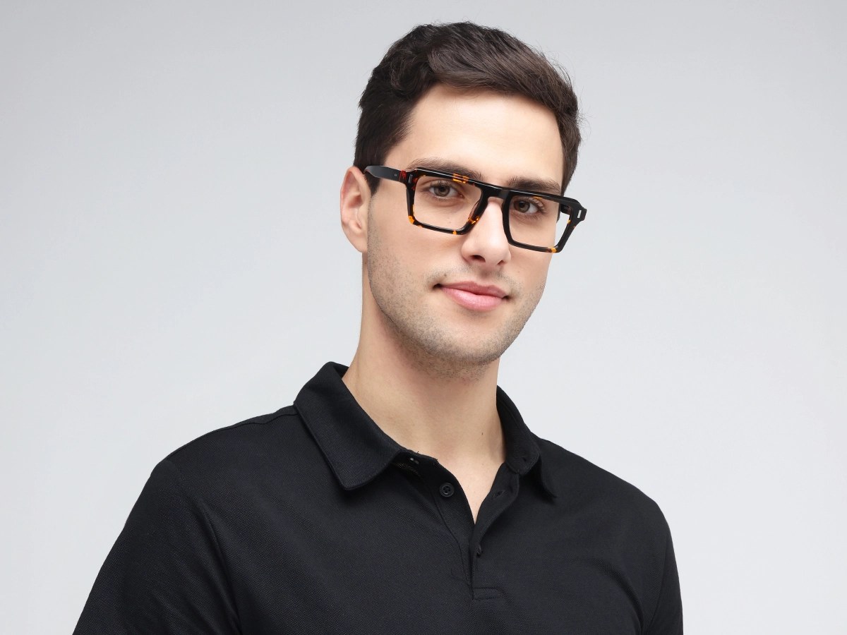 Rectangular Tortoise Shell Keyhole Glasses-41