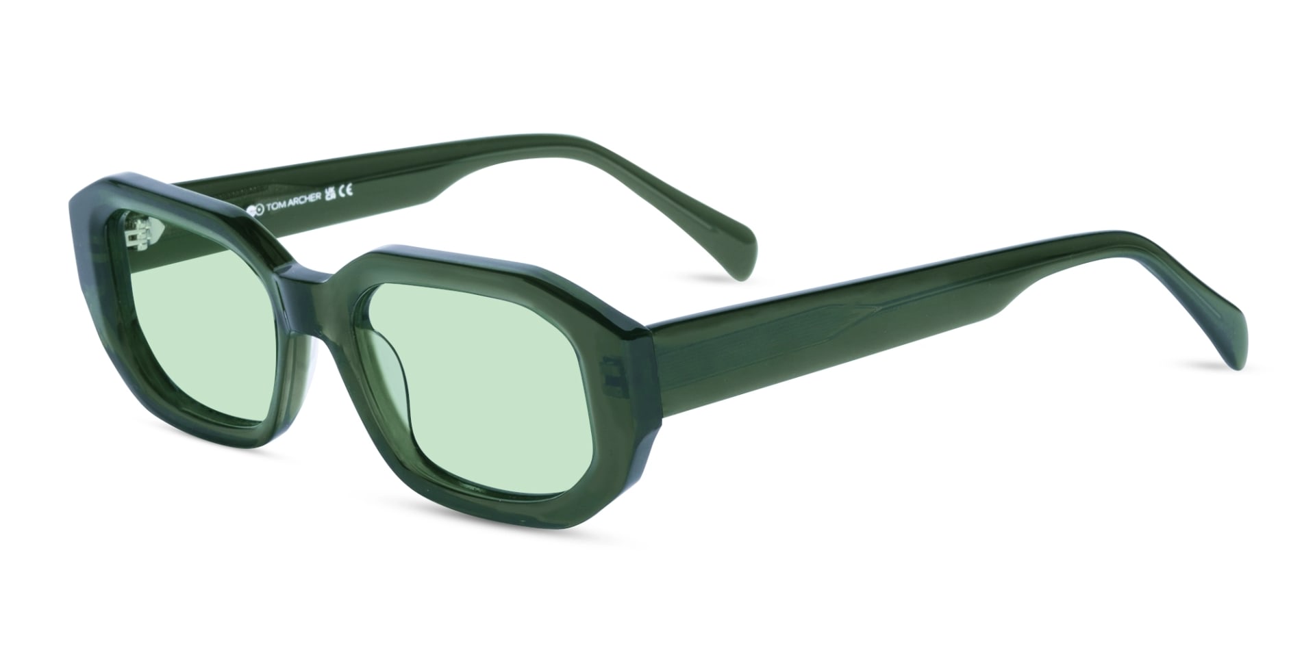 Crystal Olive Green Rectangular Sunglasses 3