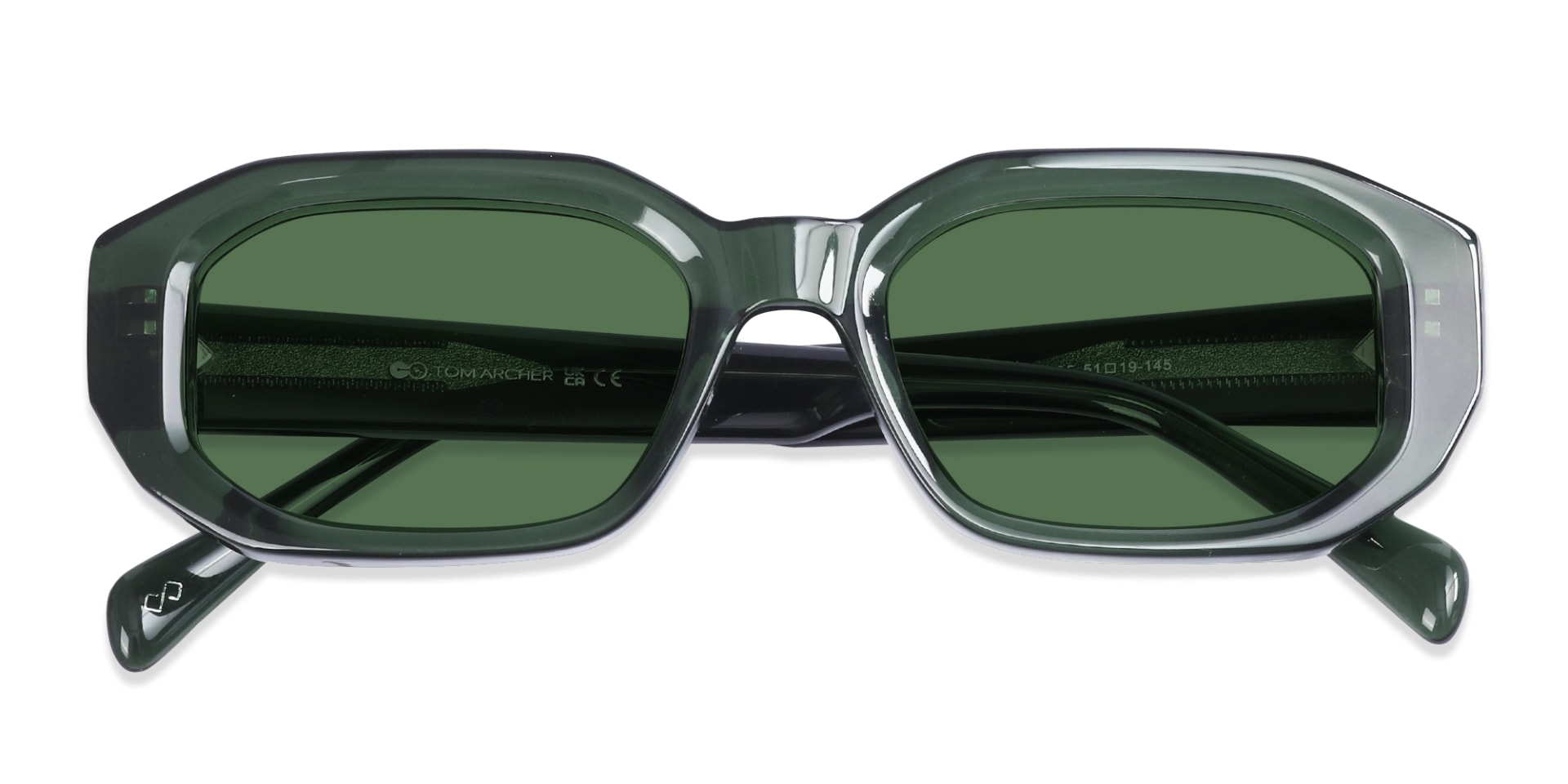 Dark Green Solid Tint Rectangular Sunglasses 6