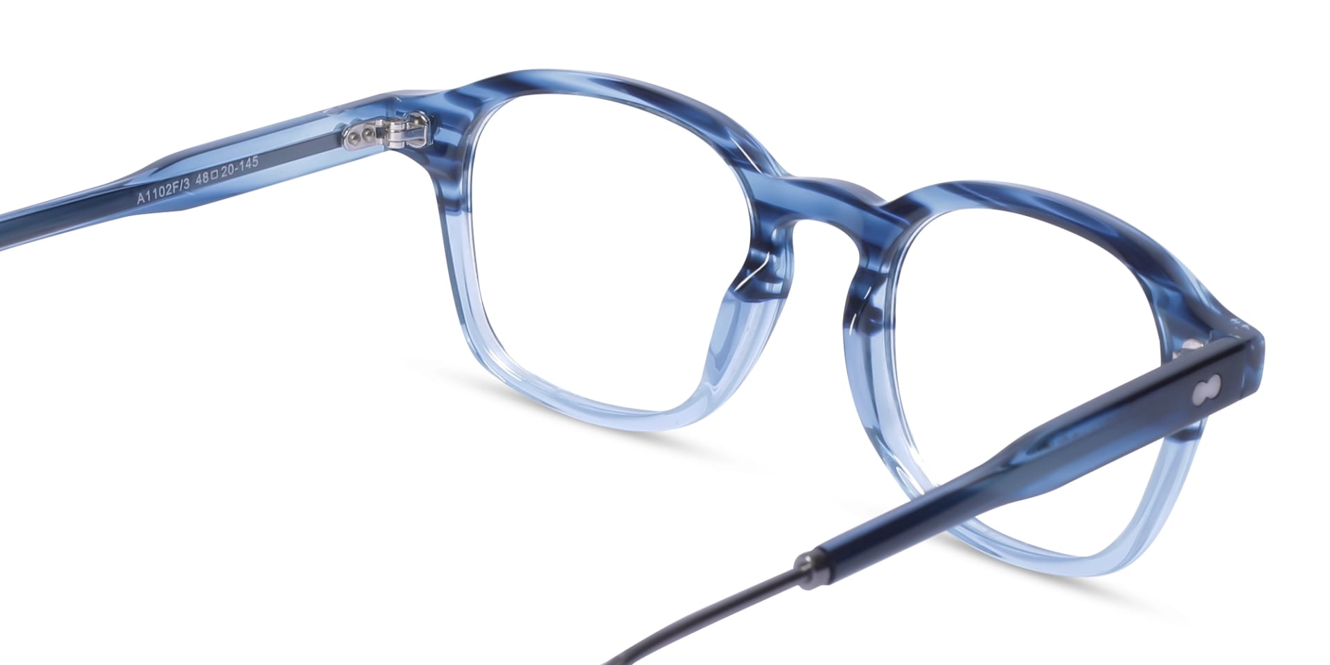 Crystal Denim Blue Marble Square Keyhole Glasses 5