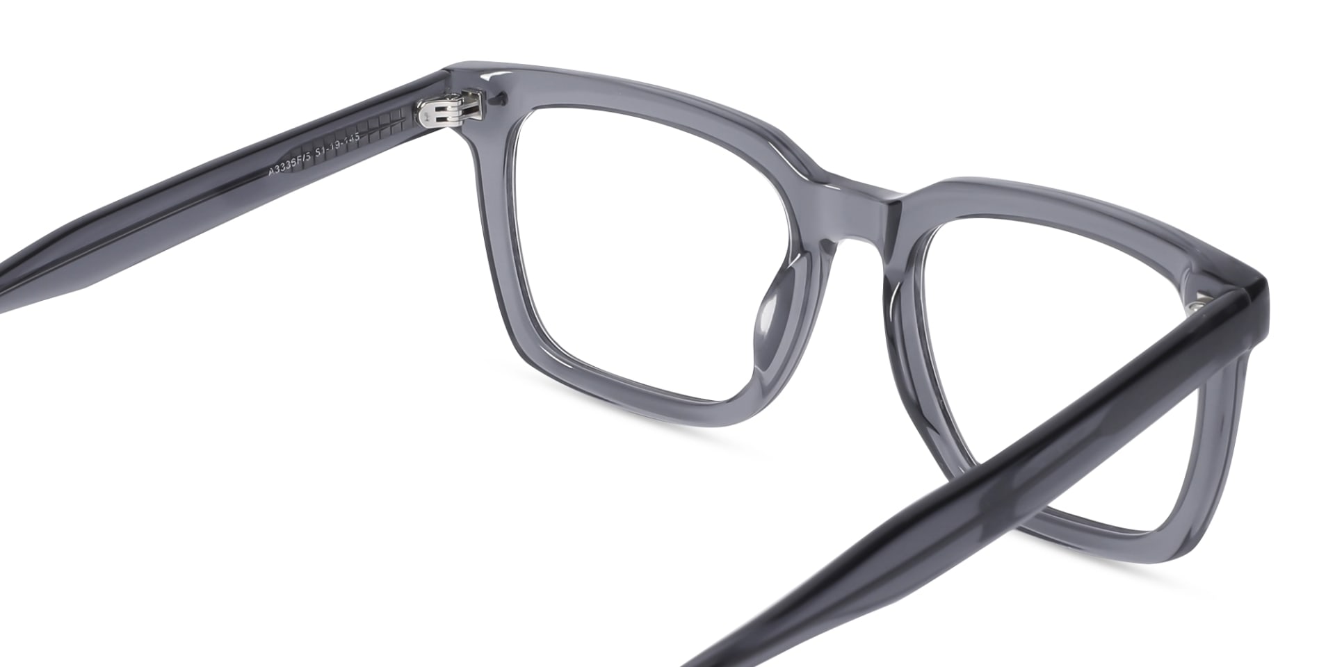 Crystal Steel Grey Acetate Square Glasses-5