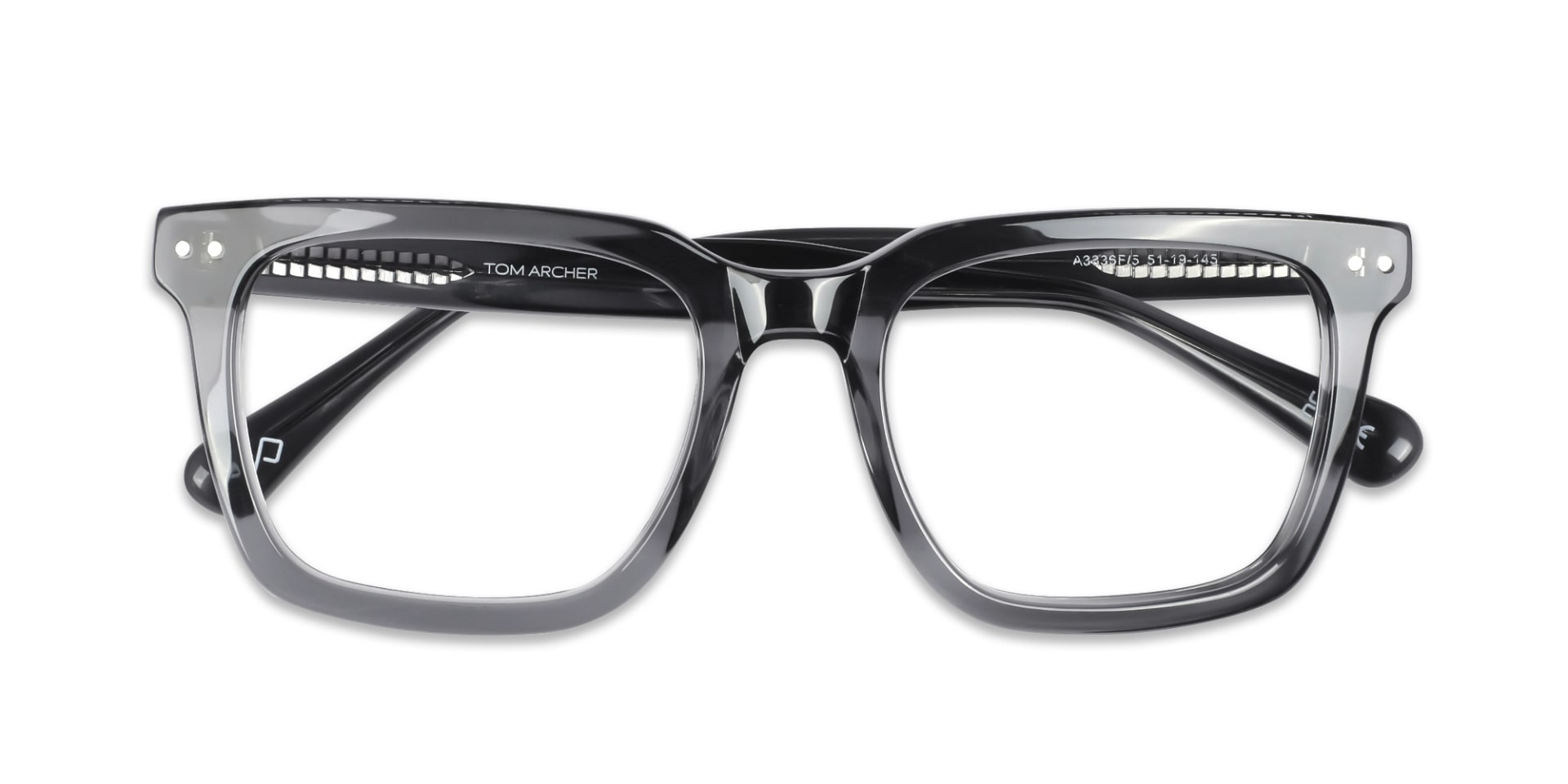 Crystal Steel Grey Acetate Square Glasses-6