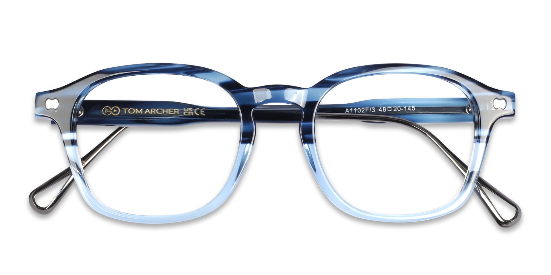 Crystal Denim Blue Marble Square Keyhole Glasses 6