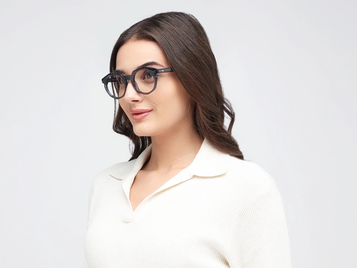 Crystal Slate Grey Round Oval Glasses 52