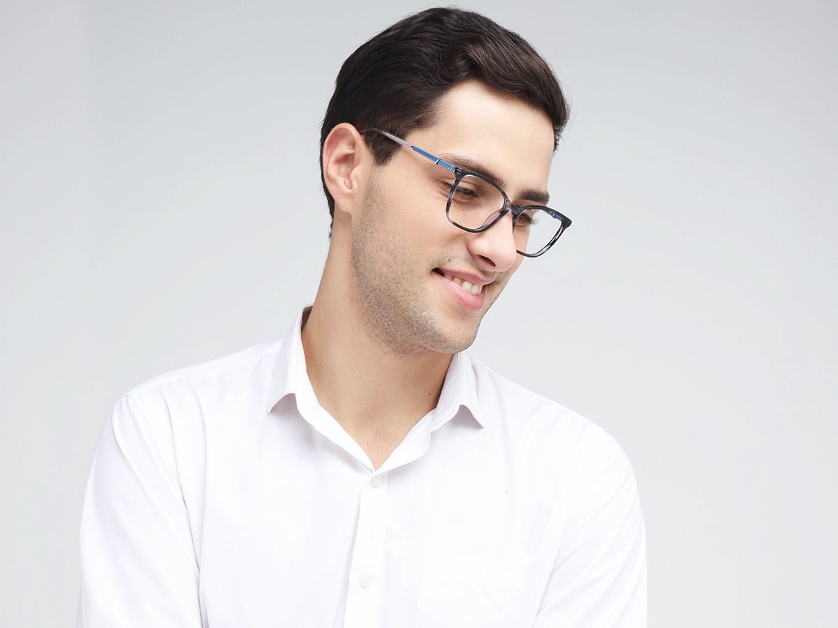 Crystal Grey Marble Square Cateye Acetate Glasses 43