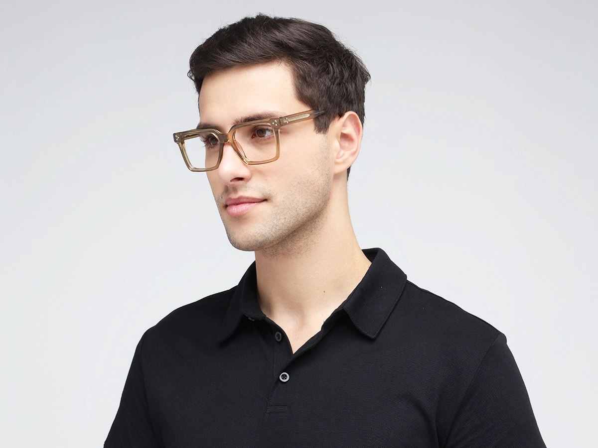 Crystal Dull Brown Acetate Square Eyeglasses 42