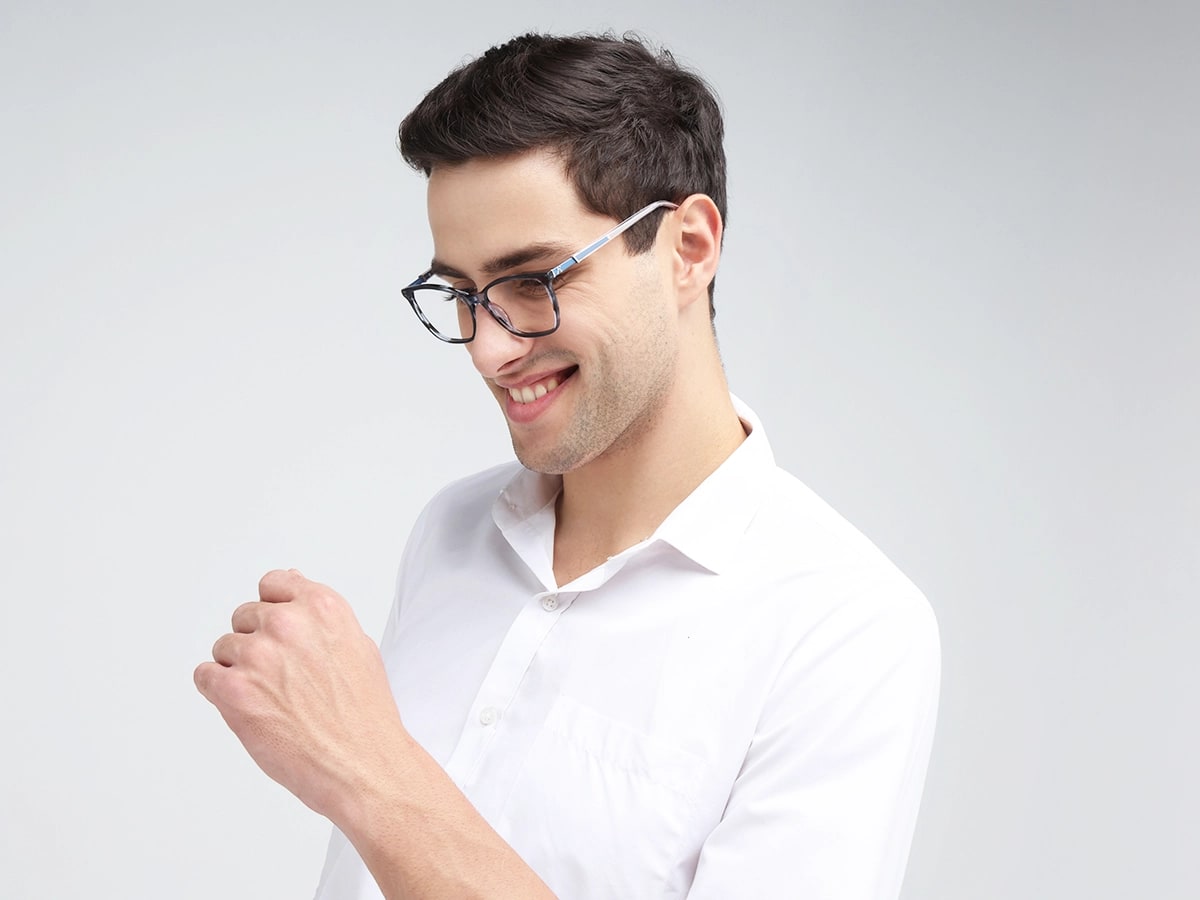 Crystal Grey Marble Square Cateye Acetate Glasses 42